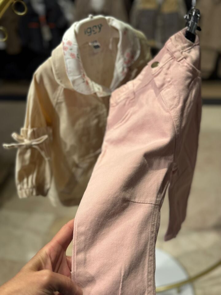 KIZ ÇOCUK TRENÇKOT GÖMLEK JEAN PANTOLON 3 LÜ KONBİN