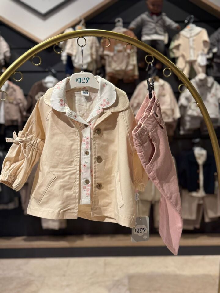 KIZ ÇOCUK TRENÇKOT GÖMLEK JEAN PANTOLON 3 LÜ KONBİN