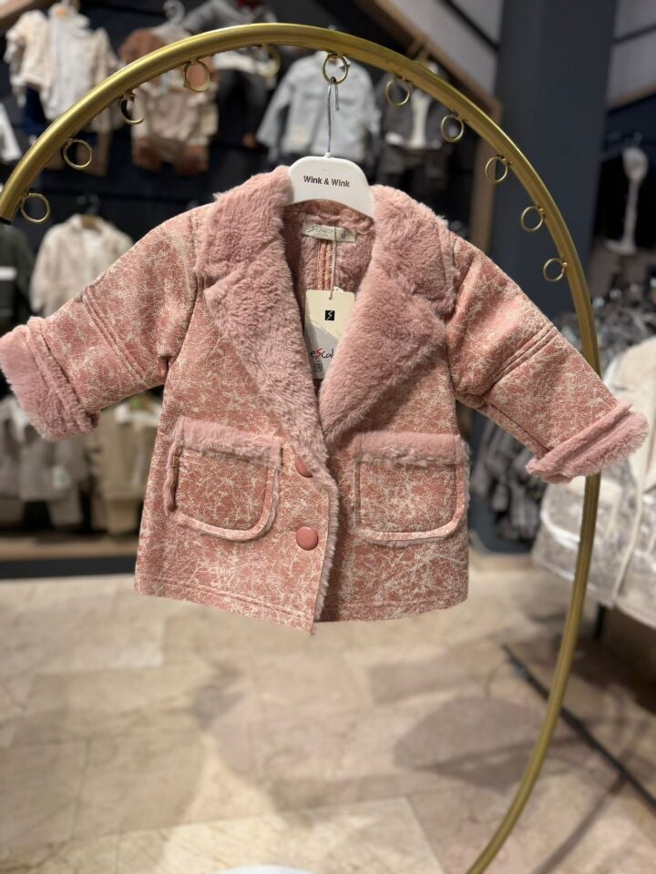 KIZ ÇOCUK KÜRK DETAYLI KABAN