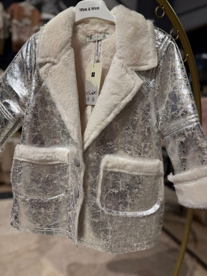 KIZ ÇOCUK KÜRK DETAYLI KABAN