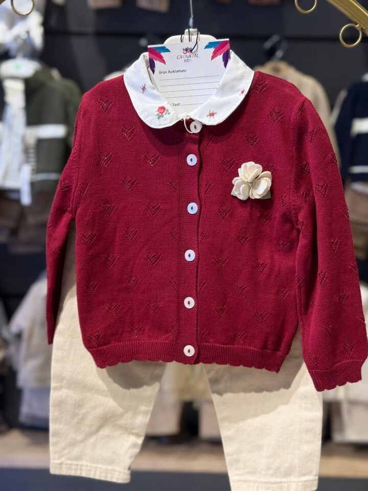 Kız Bebek Triko Hırkalı 3lüTakım