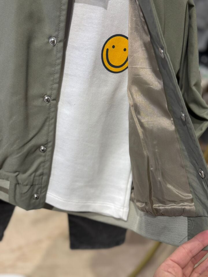 Smile Nakışlı Yağmurluk Sweatshirt ve Pantolon Erkek Çocuk Üçlü Takım