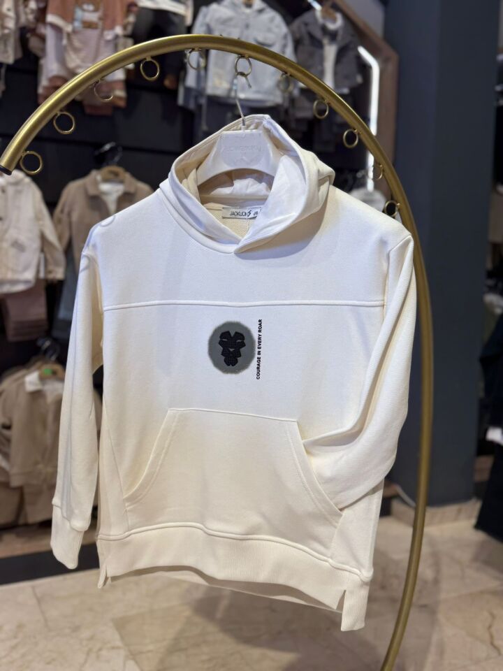 Aslan Nakışlı Kapüşonlu Unisex Çocuk Sweatshirt