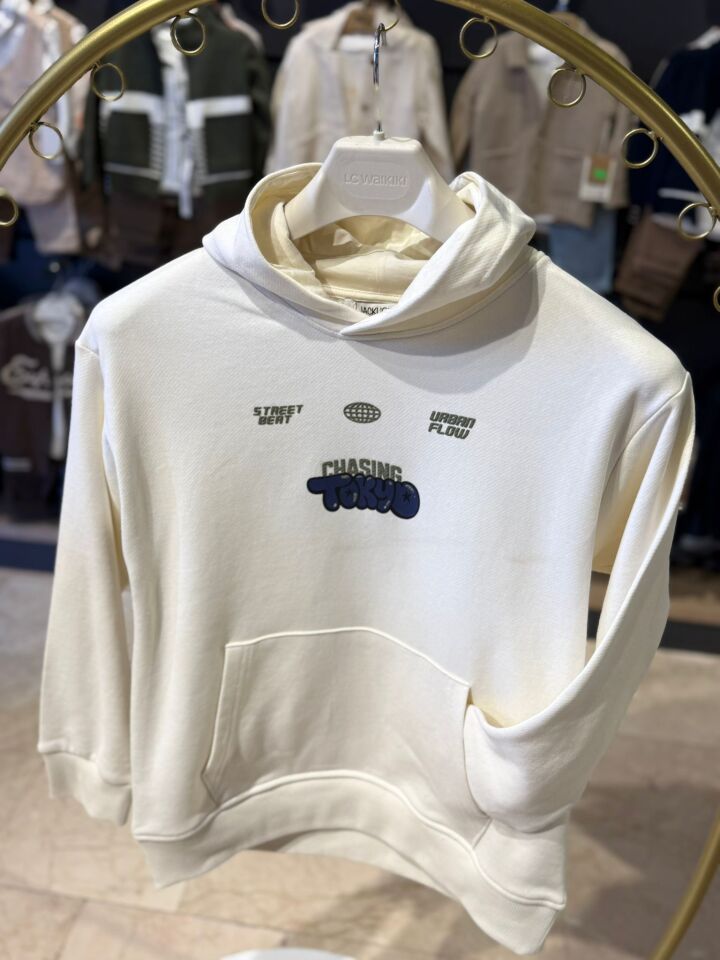 Chasing Tokyo Baskılı Kapüşonlu Unisex Çocuk Sweatshirt