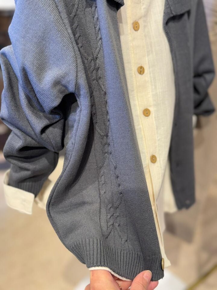 Erkek Çocuk Triko Hırka, Gömlek, Tişört ve Pantolon 3’lü Takım