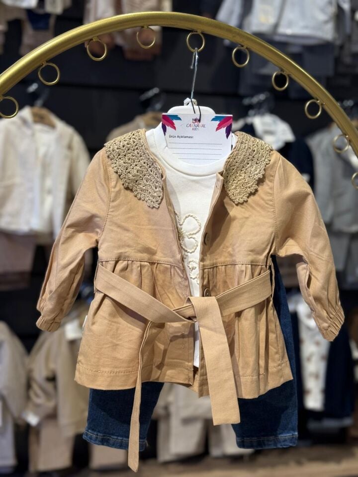 DANTEL YAKA KUŞAKLI 3,LÜ TAKIM