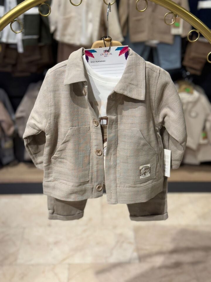 Erkek Bebek Ceketli 3’lü Takım