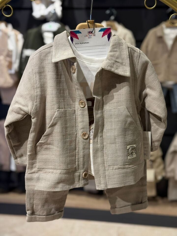 Erkek Bebek Ceketli 3’lü Takım