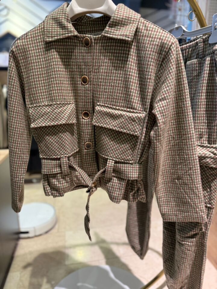 Escabel Kız Çocuk Kareli Ceketli Pantolon Takımı