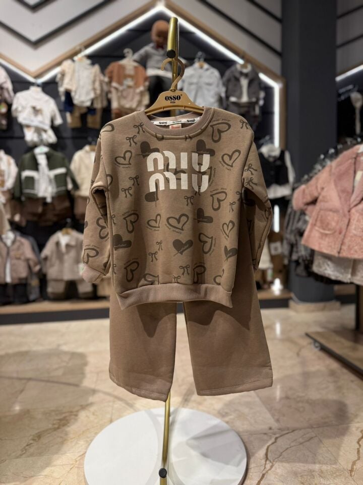 Kalp Desenli Kız Çocuk İkili Takım